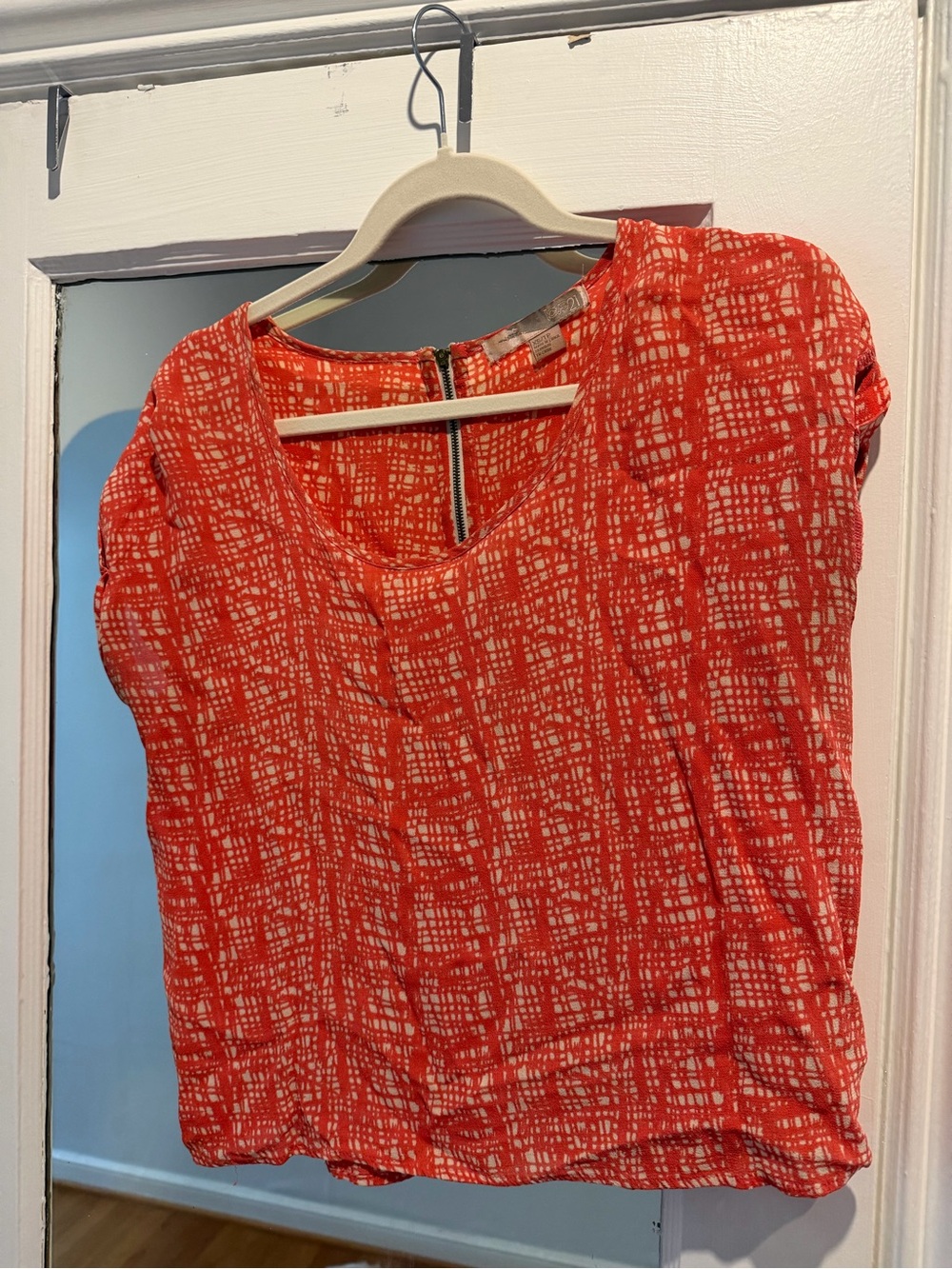 Coral Abstract Printed Cap Sleeve Top